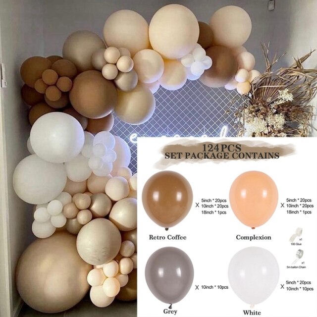 Cream Coffee Brown Balloon Garland Arch Kit 1st Birthday Party Decorations Kids Latex Baloon Baby Shower Teddy Bear Theme Ballon - Originalsgroup