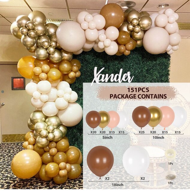 Cream Coffee Brown Balloon Garland Arch Kit 1st Birthday Party Decorations Kids Latex Baloon Baby Shower Teddy Bear Theme Ballon - Originalsgroup