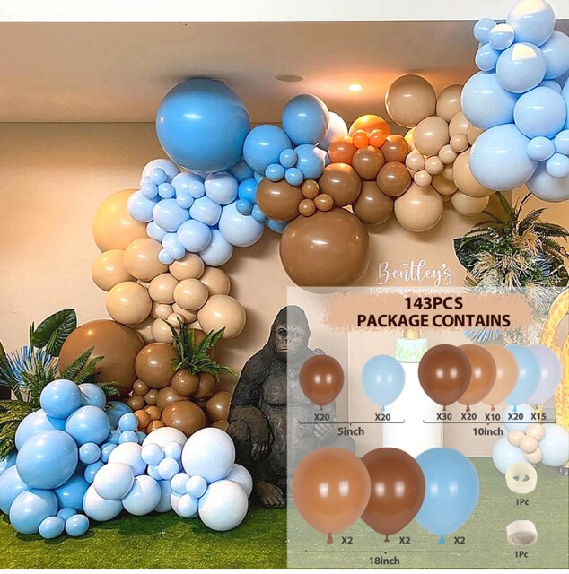 Cream Coffee Brown Balloon Garland Arch Kit 1st Birthday Party Decorations Kids Latex Baloon Baby Shower Teddy Bear Theme Ballon - Originalsgroup
