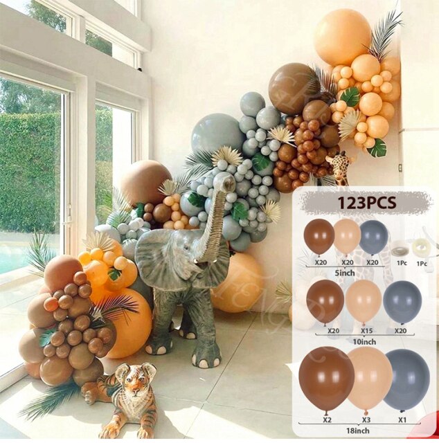 Balloons Garland 115pcs Jungle Safari Theme Party Decorations Caramel  Coffee Brown Nude Balloons Arch Garland Kit For Kids Boys Girls Birthday  Party S