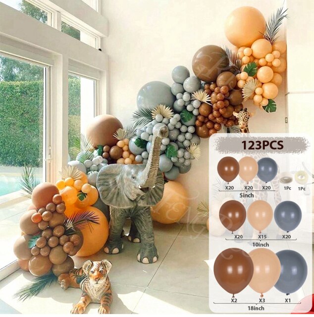 Cream Coffee Brown Balloon Garland Arch Kit 1st Birthday Party Decorations Kids Latex Baloon Baby Shower Teddy Bear Theme Ballon - Originalsgroup
