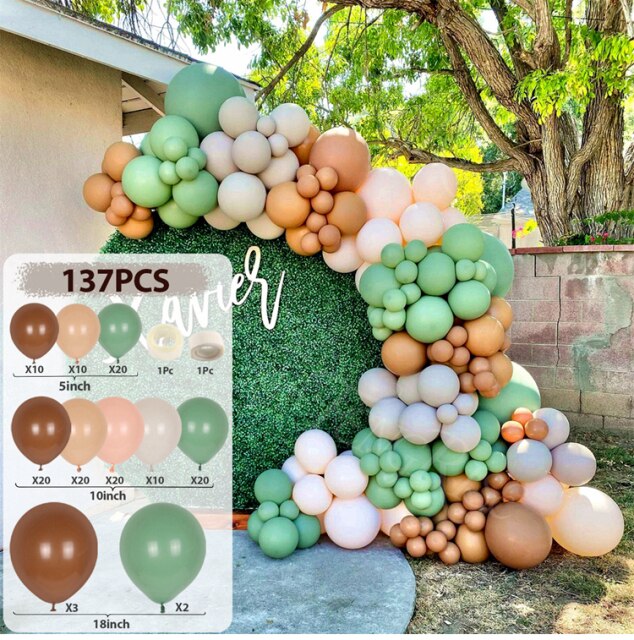 Cream Coffee Brown Balloon Garland Arch Kit 1st Birthday Party Decorations Kids Latex Baloon Baby Shower Teddy Bear Theme Ballon - Originalsgroup