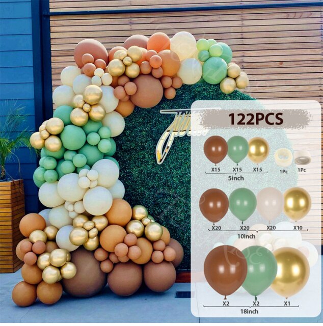 Cream Coffee Brown Balloon Garland Arch Kit 1st Birthday Party Decorations Kids Latex Baloon Baby Shower Teddy Bear Theme Ballon - Originalsgroup