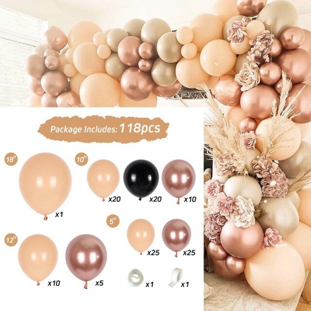 Cream Coffee Brown Balloon Garland Arch Kit 1st Birthday Party Decorations Kids Latex Baloon Baby Shower Teddy Bear Theme Ballon - Originalsgroup