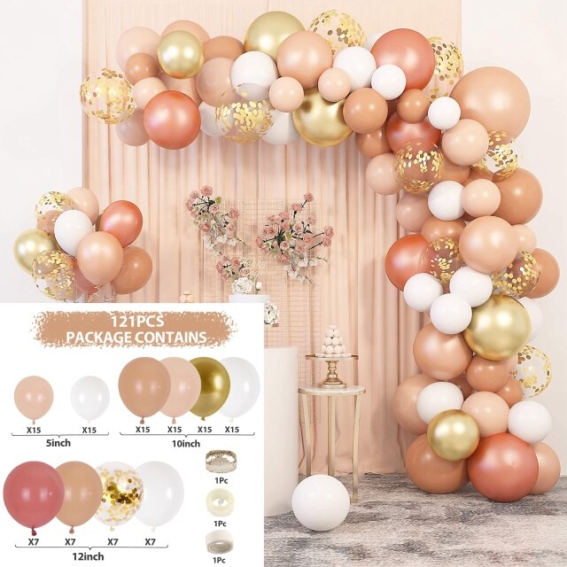 Cream Coffee Brown Balloon Garland Arch Kit 1st Birthday Party Decorations Kids Latex Baloon Baby Shower Teddy Bear Theme Ballon - Originalsgroup