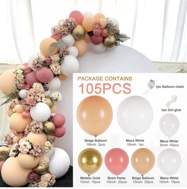 Cream Coffee Brown Balloon Garland Arch Kit 1st Birthday Party Decorations Kids Latex Baloon Baby Shower Teddy Bear Theme Ballon - Originalsgroup