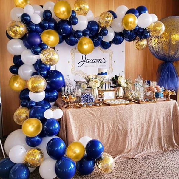109pcs Navy Blue Gold Metallic Confetti Latex Air Balloons Garland Arch Kit Boy Birthday Baby Shower Party Decorations Kids Man - Originalsgroup
