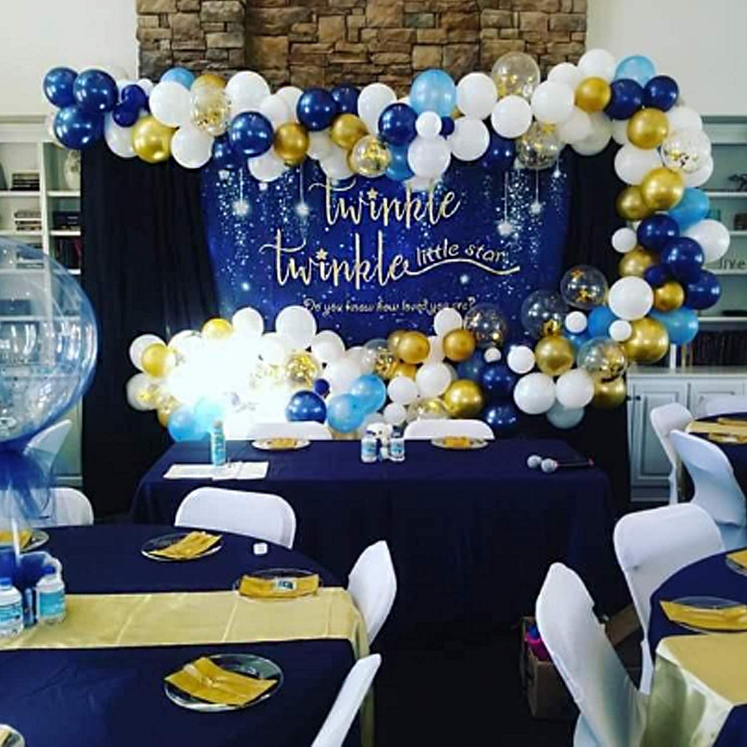 109pcs Navy Blue Gold Metallic Confetti Latex Air Balloons Garland Arch Kit Boy Birthday Baby Shower Party Decorations Kids Man - Originalsgroup
