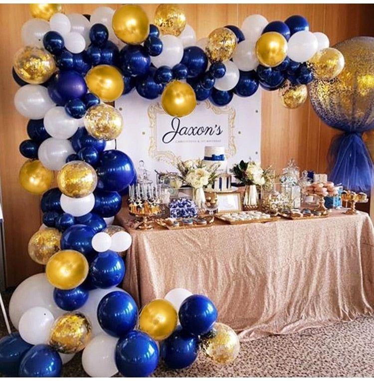 109pcs Navy Blue Gold Metallic Confetti Latex Air Balloons Garland Arch Kit Boy Birthday Baby Shower Party Decorations Kids Man - Originalsgroup