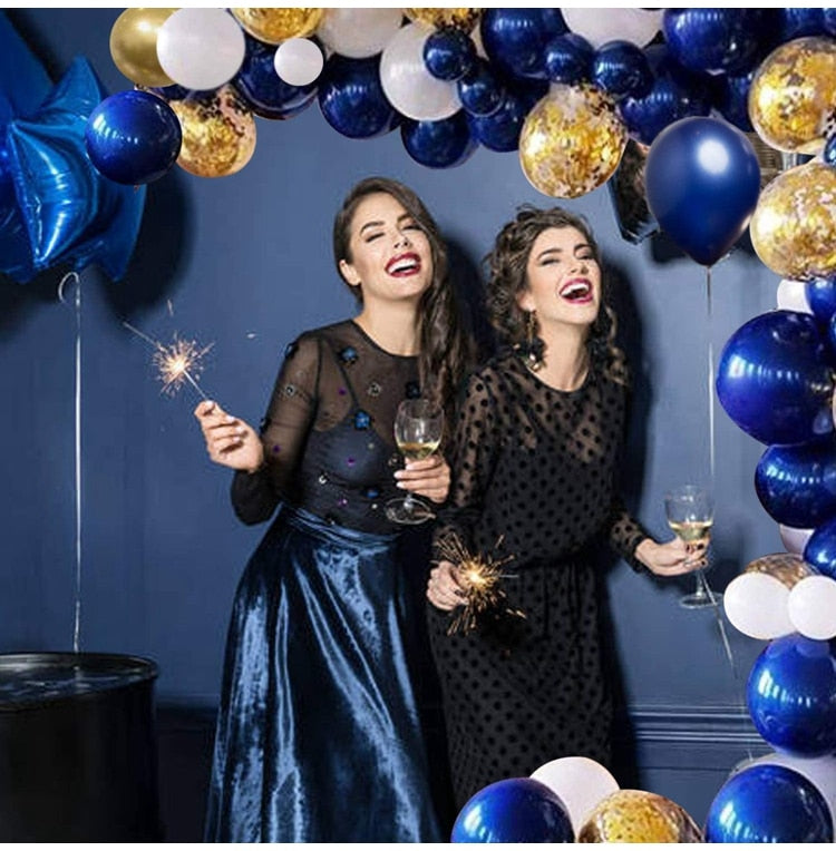 109pcs Navy Blue Gold Metallic Confetti Latex Air Balloons Garland Arch Kit Boy Birthday Baby Shower Party Decorations Kids Man - Originalsgroup