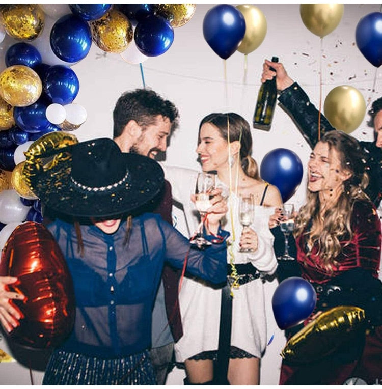 109pcs Navy Blue Gold Metallic Confetti Latex Air Balloons Garland Arch Kit Boy Birthday Baby Shower Party Decorations Kids Man - Originalsgroup