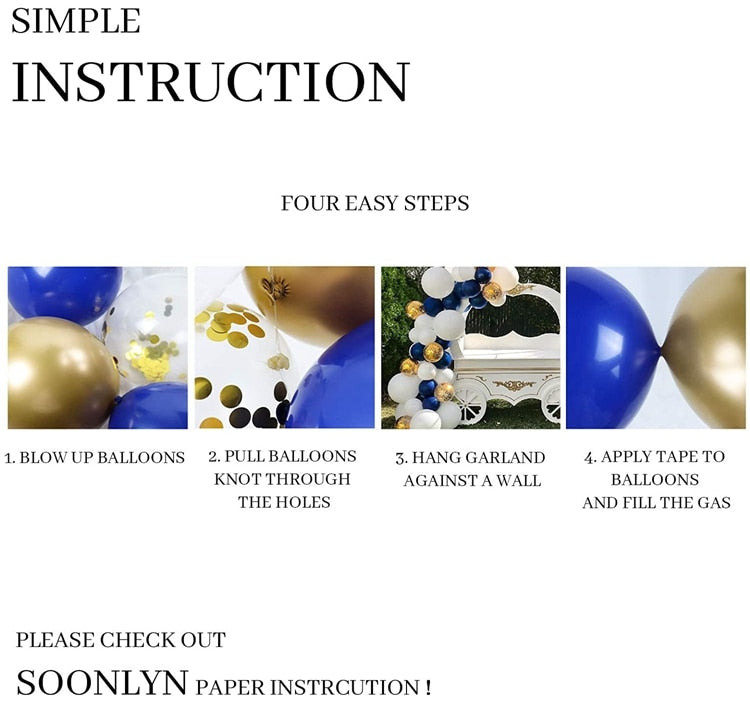 109pcs Navy Blue Gold Metallic Confetti Latex Air Balloons Garland Arch Kit Boy Birthday Baby Shower Party Decorations Kids Man - Originalsgroup