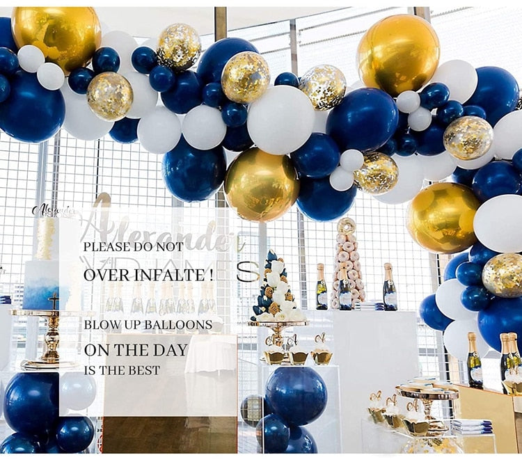 109pcs Navy Blue Gold Metallic Confetti Latex Air Balloons Garland Arch Kit Boy Birthday Baby Shower Party Decorations Kids Man - Originalsgroup