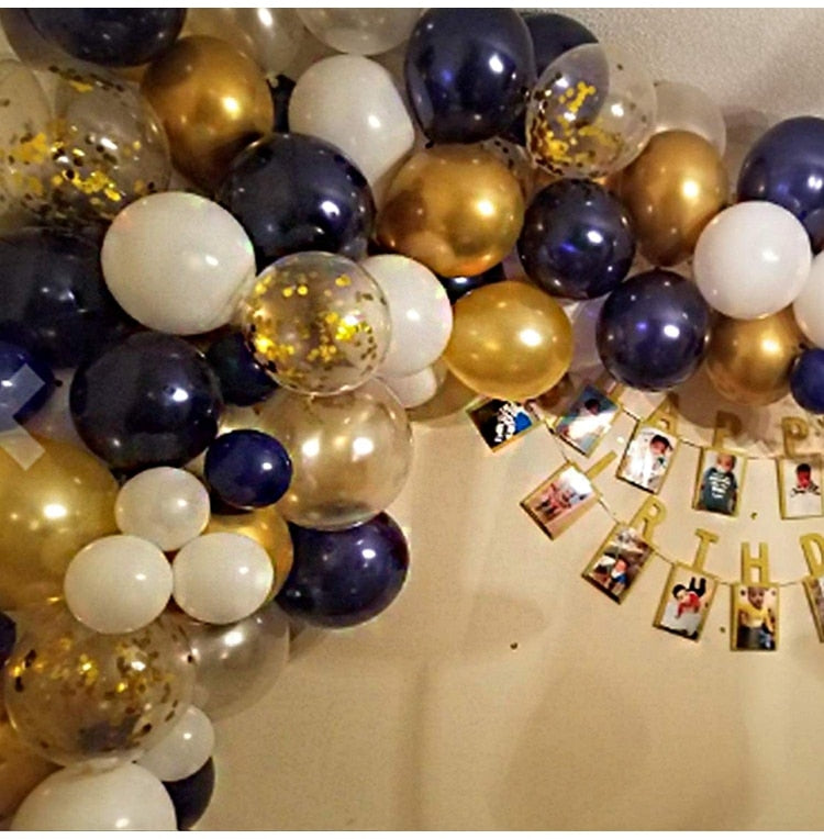 109pcs Navy Blue Gold Metallic Confetti Latex Air Balloons Garland Arch Kit Boy Birthday Baby Shower Party Decorations Kids Man - Originalsgroup