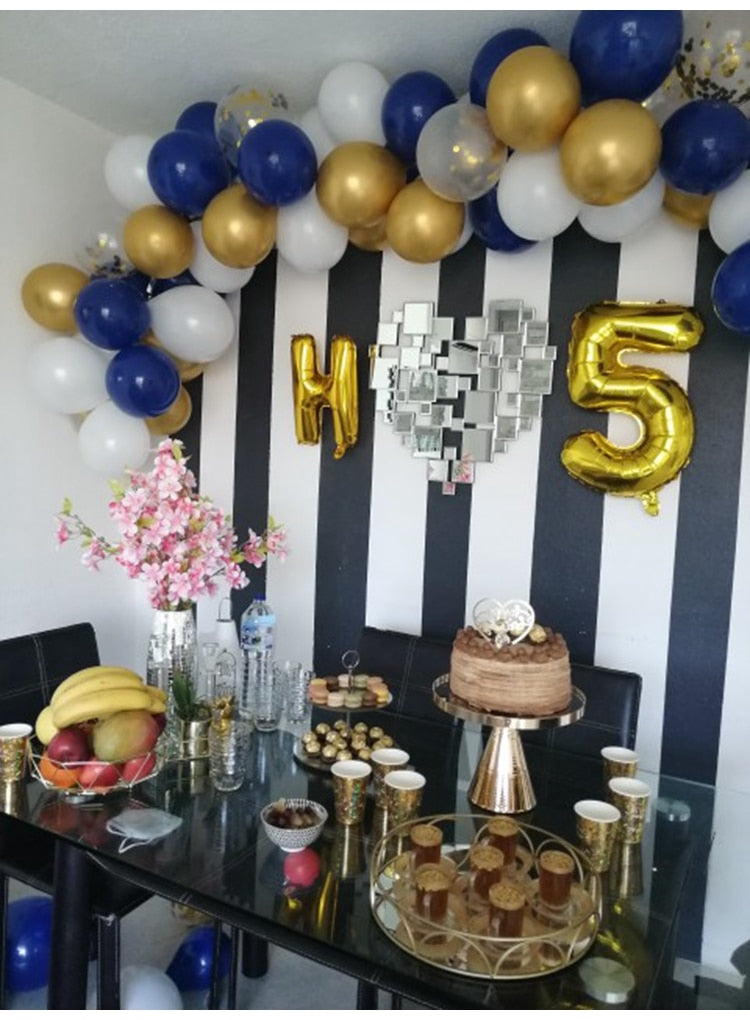 109pcs Navy Blue Gold Metallic Confetti Latex Air Balloons Garland Arch Kit Boy Birthday Baby Shower Party Decorations Kids Man - Originalsgroup