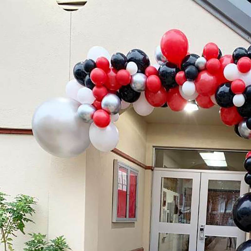 167pcs/set Red Black White Latex Balloon Garland Arch Kit 18inch Chrome Metal Silver Balloon Wedding Birthday Party Decor Suppl - Originalsgroup
