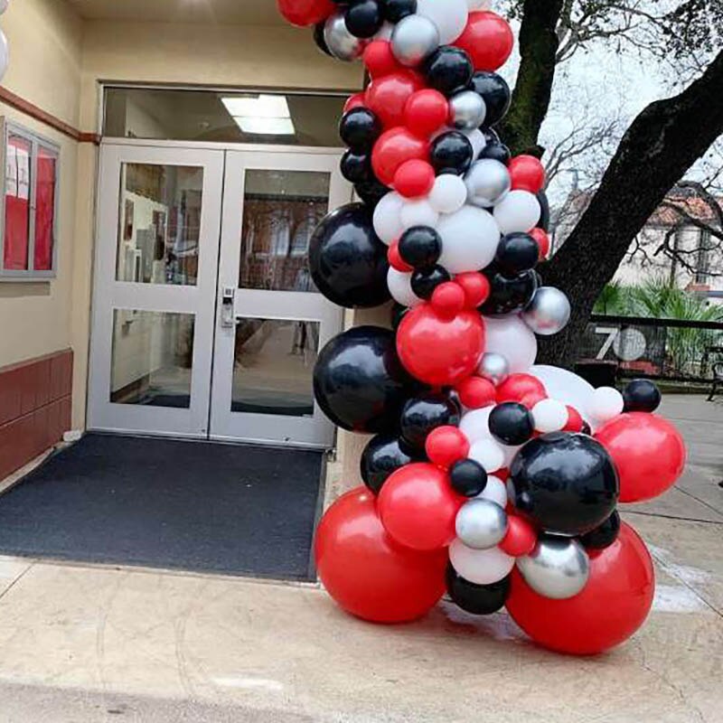 167pcs/set Red Black White Latex Balloon Garland Arch Kit 18inch Chrome Metal Silver Balloon Wedding Birthday Party Decor Suppl - Originalsgroup
