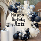 161pcs Black White Balloons Garland Arch Kit Latex Silver Chorme Globos Baby Shower Supplies Birthday Party Wedding Decors - Originalsgroup